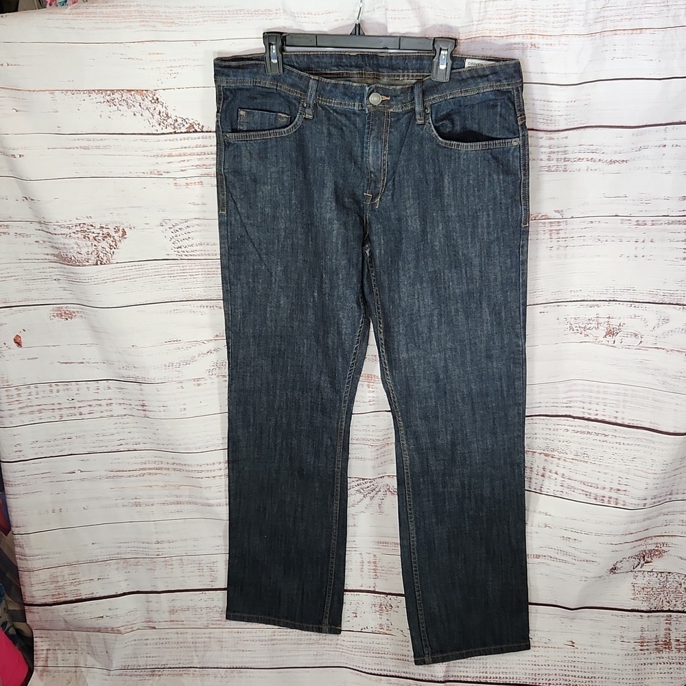 Buffalo straight stretch men's dark blue jeans